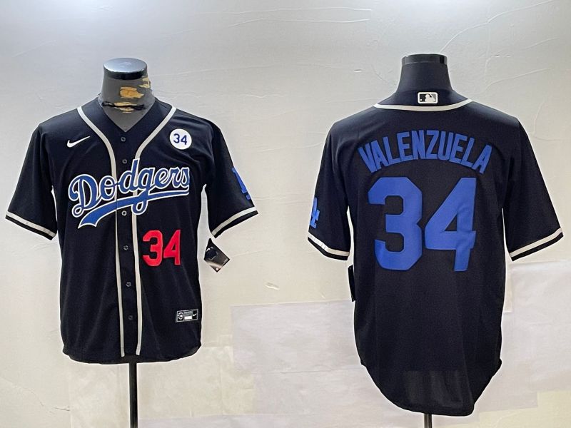 Men Los Angeles Dodgers 34 Valenzuela Black Game 2024 Nike MLB Jersey style 11209